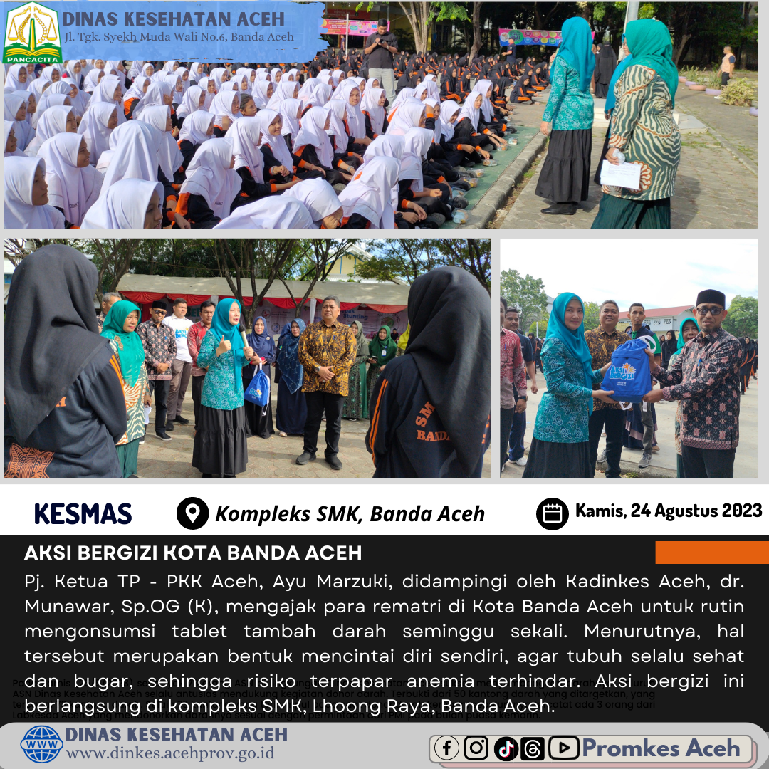 Kegiatan Aksi Bergizi Kota Banda Aceh yang berlangsung di komplek SMK Negeri 3, Lhoong Raya Banda Aceh pada kamis (24/08-2023).