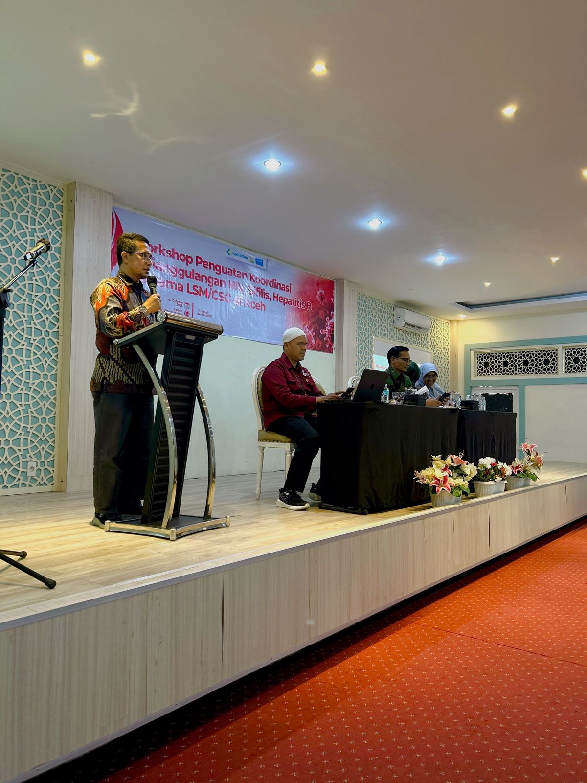 Workshop Penguatan Koordinasi Eliminasi HIV, Sifilis, dan Hepatitis B bagi Lembaga Sosial Masyarakat, yang berlangsung di Hotel Al-Hanifi, Banda Aceh, Kamis (9/10/2025).