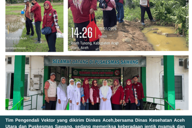 Tim Pengendali Vektor Dinkes Aceh Lakukan Larvasidasi Cegah DBD dan Malaria Pascabanjir di Sawang Aceh Utara