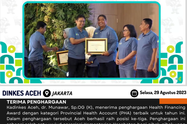Aceh Raih Penghargaan Health Financing Award Dari Kemenkes