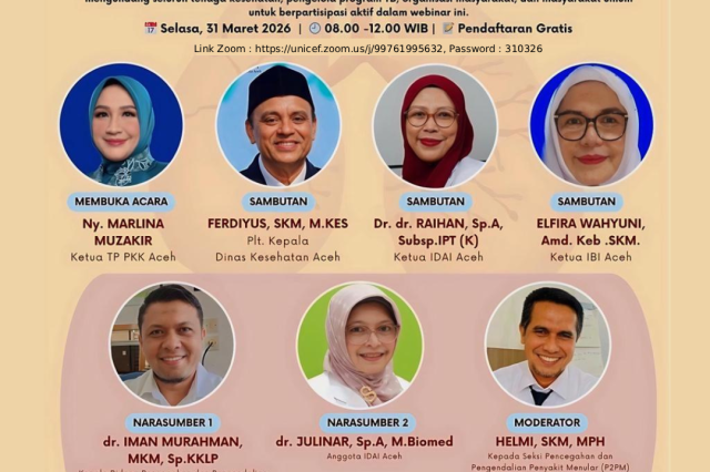 Selasa, Webinar Peringatan Hari Tuberkulosis Sedunia 2026 di Gelar di Aceh, Wujud Sinergi Percepat Eliminasi TB